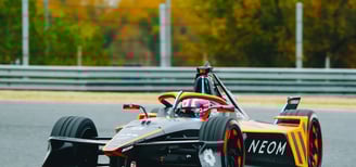 a formula E race car on track