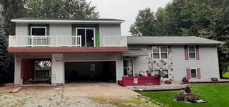 The homeowners chose to add a new 2nd floor deck to this home addition in Goshen, IN.