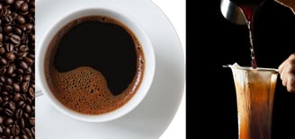 a person pouring coffee into sock