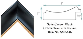 Satin Canyon Black Golden Trim with Texture Picture Frame