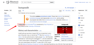 instapundit blog is featured on wikipedia