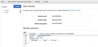 creating model for API Gateway
