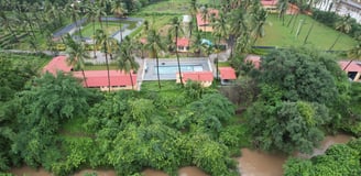 drone view of purna river retreat. best resort for one day picnic and school trip near surat