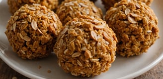 a plate of Pumpkin & Oat No-Bake Bites trats for dogs