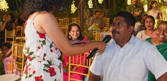 woman engaging crowd