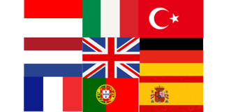 Flags of languages spoken at Gili Scuba Diving Centre