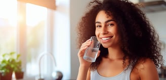 Mulher tomando agua 