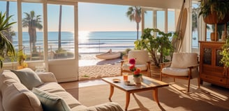 interior of a beachfront vacation home rental in Valencia, Spain