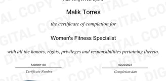 Certified Woman's Fitness Specialist