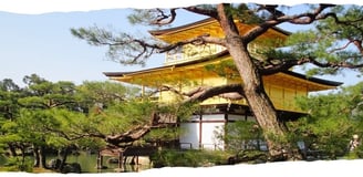 Vista do Golden Pavilion em tour por Kyoto.