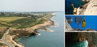 Vista do parque Rosh Hanikra em Israel.
