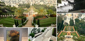 Fotos da autora visitando o shrine de Bab em Haifa.