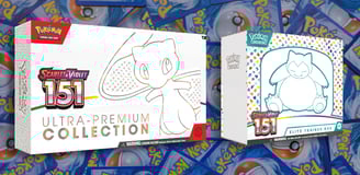 Productos pokémon con un fondo de cartas desordenadas
