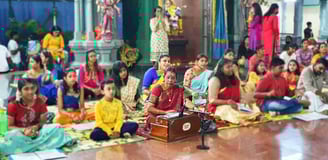 singing thevaram in a Mariamman temple during Sivarathiri
