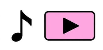 A musical note icon or a video play button with HD symbol