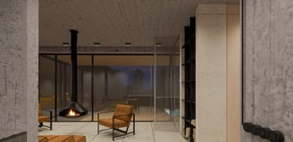 Modernus betono interjeras su elegantiškais itališkais baldais – minimalistinis ir prabangus dizaina