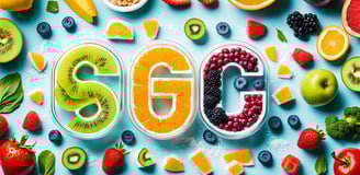 a variety of fruits and vegetables with the word sgg on it