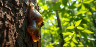 Close up photo of tree bark with sap oozing out