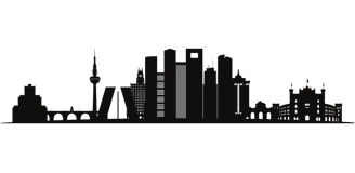 Silueta skyline de Madrid en negro para branding Fresh CBD