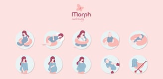 Pregnancy care brand identity and logo design, illustrations