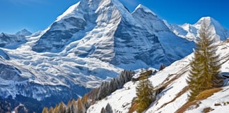 a person on a snow covered mountain with a snowboard