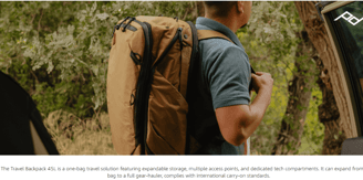 Man walking with Peak Design 45L whiile traveling