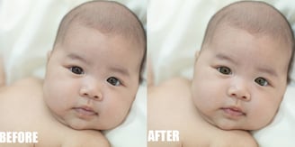 eyes and face retouching before and after