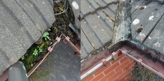 beforew and after pictures of guttering cleane by keystone property care