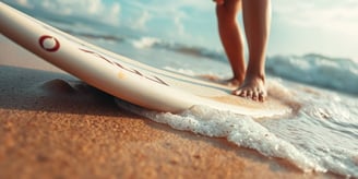 a person standing on a surfboard in the water