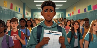 New Student In Hallway, Trying to Find Class