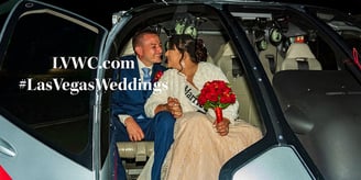 wedding couple inside a helicopter