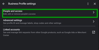Image showing the option People and Access