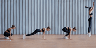 a woman doing burpees