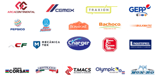 son los logos de las empresas a las que Master Tire les da el servicio de renovado de llantas