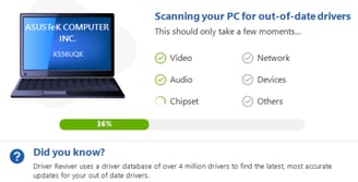 A computer being scanned for out of date drivers