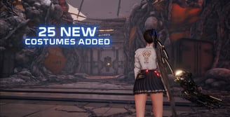 Stellar Blade PC shows 25 new costumes with unique designs and character customization options.