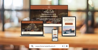 Mockup de présentation du site vitrine fictif Osteria Del Gusto, restaurant italien