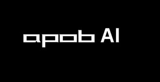 a black and white logo with the word,'apob ai in white