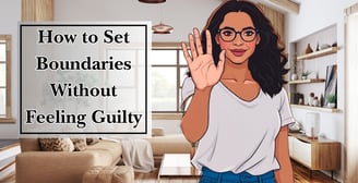 a woman with glasses and a white shirt with the words how to set boundaries boundaries