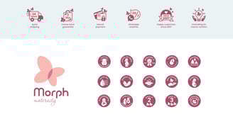 Pregnancy care brand identity and Logo design, Brand icons
