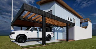 Projeto moderno residencial de fachada, Salto - Aborin Arquitetura