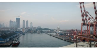 Vista do Porto de Colombo, Sri Lanka.