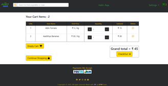 Agro Connect Farmers Ecommerce Portal - Buyers Cart Items