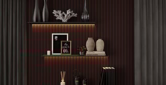 a shelf with vases and vases on it