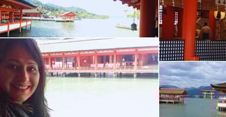 Foto da autora em tour na ilha de Miyajima, japão.