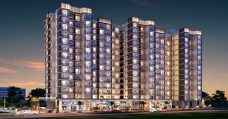 Night view elevation of 1 and 2 BHK flats in Panvel near Godrej City