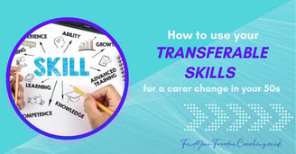 Graphic with text How to use your transferable skills for a career change in your 50 | Karen Felton