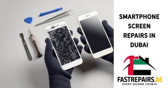 a person holding a phone with a phone screen showing a broken screen