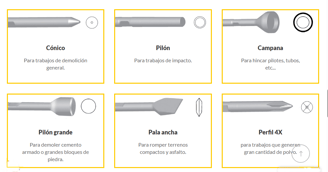 Punteros para martillos hidráulicos y retroexcavadoras Todas las marcas.