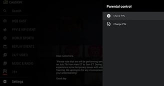 catchontv parental controll setting